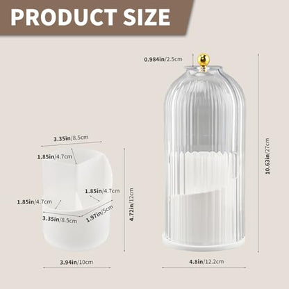 Concealed Toothbrush Holder with Sliding Lid for Bathrooms, White | 360° Rotating 3-Slot Toothpaste Holders with Cover, Waterproof and Dustproof, Concealed Makeup Brush Holder