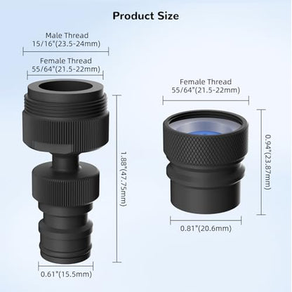 Hibbent 2 PACK Faucet to Dishwasher Adapter, Quick-Connect Dishwasher Snap-On Connection, with Swivel Ball Joint and Faucet Aerator, Male 15/16 Inch and Female 55/64 Inch, Matte Black - color: Matte Black