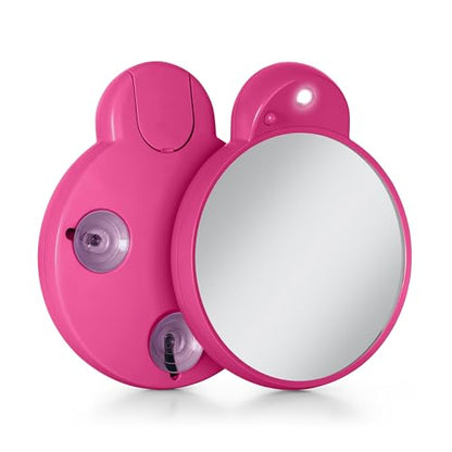 Compact Mirror with Light & Magnification, Retractable Suction Cups by Zadro - color: Pink