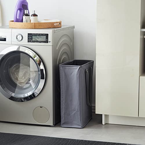 45L Slim Laundry Hamper with Adjustable Long Handles & Mesh Top, Grey 2PCS | Small Laundry Baskets with Mesh Top, Narrow Dirty Clothes Hamper for Bedroom, Closet, and Bathroom - color: Gray, size: 45L X 2