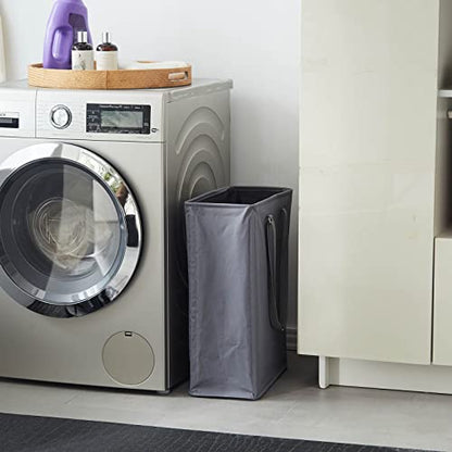 45L Slim Laundry Hamper with Adjustable Long Handles & Mesh Top, Grey 2PCS | Small Laundry Baskets with Mesh Top, Narrow Dirty Clothes Hamper for Bedroom, Closet, and Bathroom - color: Gray, size: 45L X 2