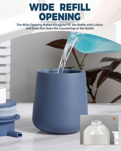 Bosilunlife 12Oz Ceramic Foam Soap Dispenser for Bathroom Kitchen Counter | Premium countertop foam pump creates delicate dense foam, stable desktop placement,Matte Blue - color: Matte Blue