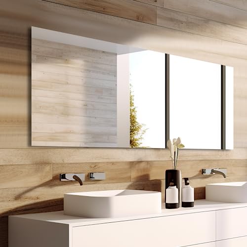 Bathroom Vanity Mirror 60"x28" Frameless Wall Mirror Shatterproof | Modern Wall Mount Vanity Mirror, Hangs Horizontally or Vertically, for Over Sink, Living Room, Bedroom, Upgraded Packing - size: 60"L x 28"W