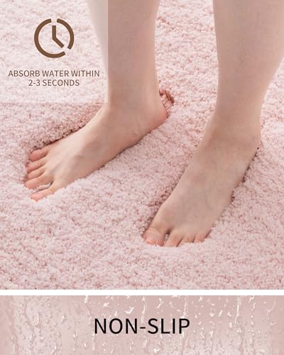 Toilet Rugs U-Shaped Mat 24x22, Contour Bathroom Mat - Ultra Soft & Absorbent Microfiber, Quick-Dry, Machine Washable with High Density Foam Latex Non Slip Backing, Pink - color: Pink, size: 24" X 22"(Toilet Rug)