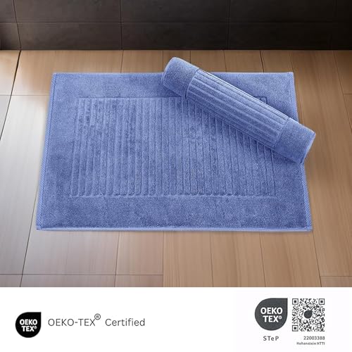 CTT - 2 Piece Bathroom Rugs Set, 100% Cotton Bath Mats, Comfy & Highly Absorbent Bathroom Floor Mats, Machine Washable | 20"x32" (Royal Blue) - color: Royal Blue