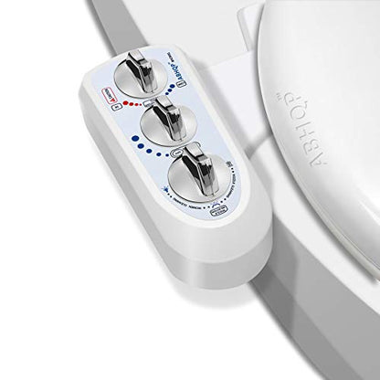 Dual Nozzle Hot and Cold Bidet- Self Cleaning Hot and Cold Water Bidet Non-Electric Mechanical Bidet Toilet Attachment - with Temperature (Silver)