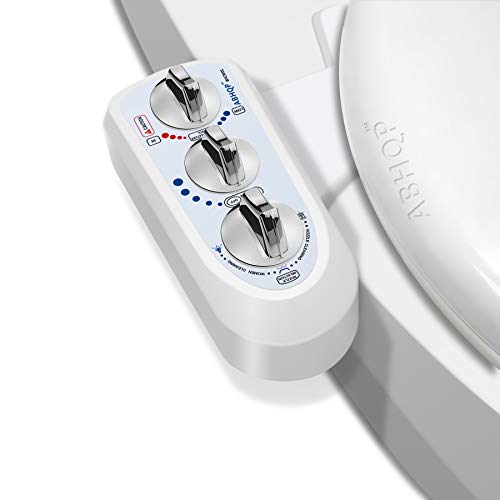 Dual Nozzle Hot and Cold Bidet- Self Cleaning Hot and Cold Water Bidet Non-Electric Mechanical Bidet Toilet Attachment - with Temperature (Silver)