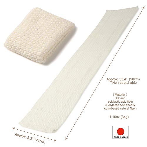 Exfoliating Washcloth [Made in Japan] Shower Back Scrubber, Plant-Based Loofah (Silk) - color: Silk