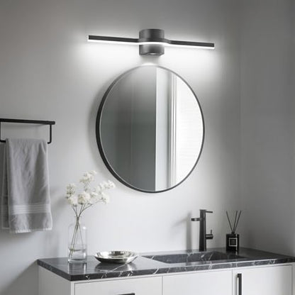 Bathroom Light Fixtures Over Mirror – 24 Inch Black Vanity Light for Bathroom LED Dimmable 6000K Cool White with Extra Spotlight Modern Matte Black Aluminum - size: 24 Inch