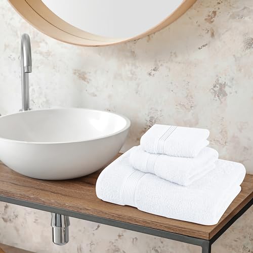 Belizzi Home Ultra Soft 3 Pack Cotton Towel Set, Contains a Bath Towel 28x55 inch, a Hand Towel 16x24 inch & a Wash Coth 12x12 inch, Ideal Everyday use, Compact & Lightweight - White - color: White, size: 3 Pack Towel Set