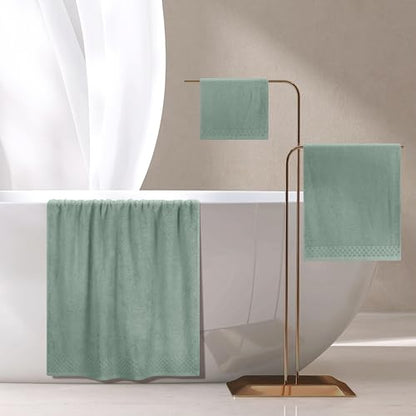 MyOwn Ultra Soft 3 Pack Cotton Towel Set, Contains a Bath Towels 28x55 inch, a Hand Towels 16x24 inch & a Wash Coths 12x12 inch, Ideal Everyday use, Compact & Lightweight - Jade - color: Jade, size: 3 Pack Set