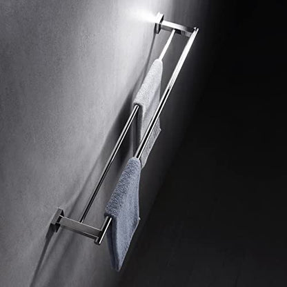 Miyili Bathroom Double Towel Bar 30-Inch Stainless Steel Bath Hand Towel Rack Wall Mount Polished Finish, A02C75B - color: Polished Steel, size: 30-Inch