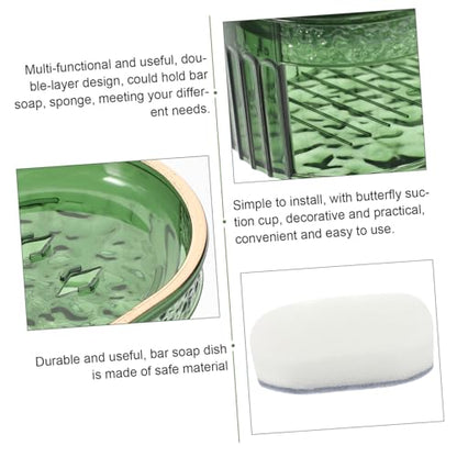 Outanaya Wall Mounted Soap Dish Butterfly Cup Draining Bar Soap Holder for Shower and -Saving Sponge Storage Easy to Install - color: Green