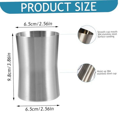 Toothbrush Cup Smooth & Sturdy Minimalist 304 Stainless Steel Mouth Wash Cups for Bathroom of Household, Hotel, Apartment