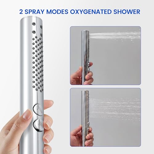 2-in-1 High Pressure Round Handheld Shower Only, Chrome | Anti-clog Nozzles, Rain Shower Spray, Clean Tub Tile & Pets, Replacement for Standard Shower Head, Chrome
