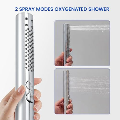 2-in-1 High Pressure Round Handheld Shower Only, Chrome | Anti-clog Nozzles, Rain Shower Spray, Clean Tub Tile & Pets, Replacement for Standard Shower Head, Chrome