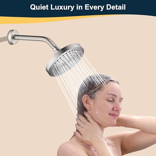 BRIGHT SHOWERS Shower Arm with Flange 10 Inches Solid Brass Shower Head Extension Arm, Wall Mounted Shower Pipe Arm for Rainfall Shower Head and Handheld Showerhead, Brushed Nickel - color: Brushed Nickel, style: Basic 10 Inch