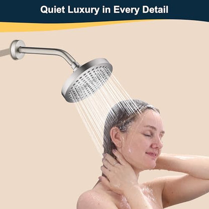 BRIGHT SHOWERS Shower Arm with Flange 10 Inches Solid Brass Shower Head Extension Arm, Wall Mounted Shower Pipe Arm for Rainfall Shower Head and Handheld Showerhead, Brushed Nickel - color: Brushed Nickel, style: Basic 10 Inch