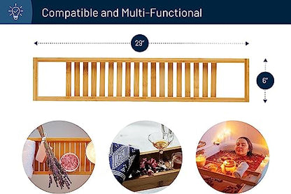 RoyalHouse Bamboo Bath Caddy Tray for Bathtub, with Book and Wine Glass Holder, Attractive Design, Suitable for Luxury Spa or Reading, Ideal Gift for Family & Friends (Pack of 2) - size: Pack of 2