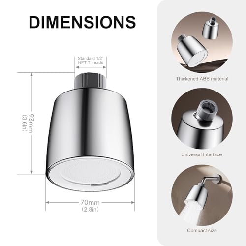 2-Mode High Pressure Shower Head - High Flow Fixed Showerheads (2.8 Inch Chrome) - Easy Clean Adjustable Replacement for Your Bathroom Shower Heads - Anti-Clogging Design