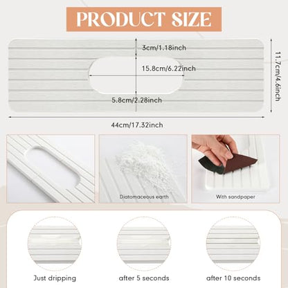 Teenyyou an Oval Hole White Faucet Mat Kitchen Sink 17.32" x 4.6" | Bathroom Faucet Absorbent Mat, Diatomite Splash Guard, Quick Drying Drip Catcher, Hole 6.22" x 2.28" - color: White, style: an Oval Hole