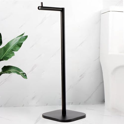 Toilet Paper Holder Stand, Free Standing Tissue Paper Storage for Bathroom, Stainless Steel Toilet Paper Stand with Reserve for 5 Roll Weighted Base Bathroom Toilet Roll Holder(Matte Black) - color: Matte Black