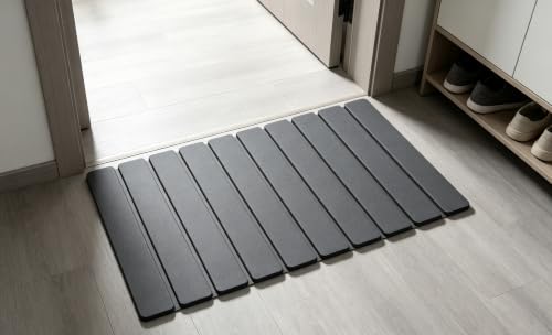 Foldable Stone Bath Mat Quick Dry Non-Slip 23.6 x 15.5 in Bathroom | Foldable Stone Bath Mat with Non-Slip, Diatomaceous Earth Bath Mat with Non-Slip Mat,Quick Dry, Stone Material, Bathroom Use - color: Grey