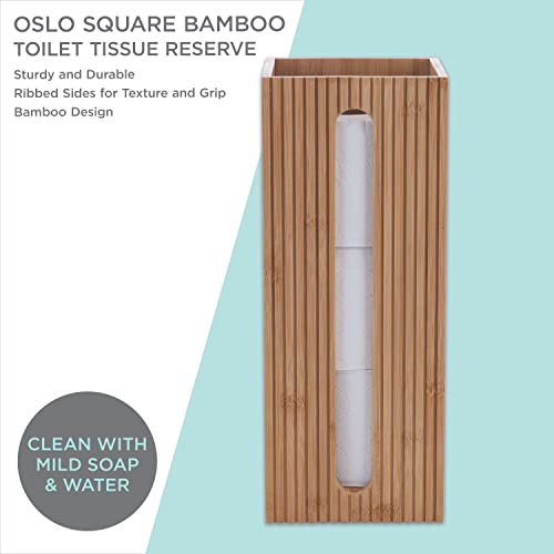 Bath Bliss Square Toilet Tissue Reserve | Dimensions: 5.71 x 5.71 x 14.17 | Bamboo Design | Bathroom Décor | Holds 3 Roles | Easy to Clean | Bamboo - size: Toilet Paper Reserve