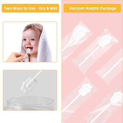 EASICUTI Upgrade Baby Tongue Cleaner, 52PCS Newborn Infant Toothbrush | Baby Essentials for Newborn, 2 Silicone Finger Toothbrush, Disposable Gauze Gum Cleaner Stick, Dental Care for Ages 0-2 Years - size: 1 Count (Pack of 52)