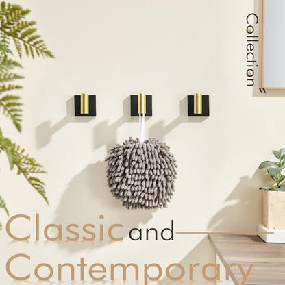 KOKOSIRI Robe Hooks for Bathrooms Towel Hook Wall Mounted Coat Hooks, Bathroom Hardware 2 Pack Black with Gold Stainless Steel B1013GDK-P2 - color: Black Gold, size: 2 Pack