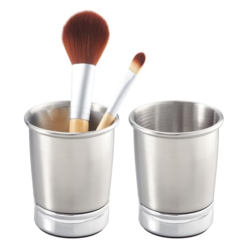 iDesign Stainless Steel Bathroom Countertop or Vanity Storage-Set of 2-Split Finish Tumbler - style: Pack of 2