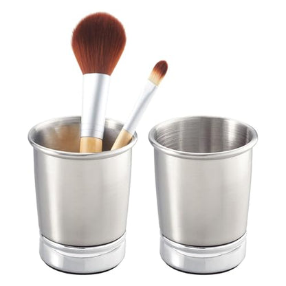 iDesign Stainless Steel Bathroom Countertop or Vanity Storage-Set of 2-Split Finish Tumbler - style: Pack of 2