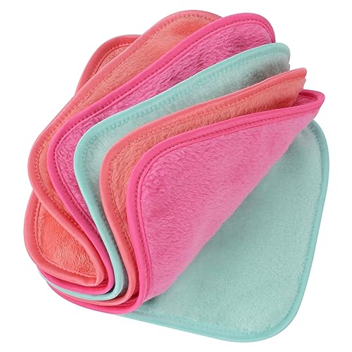 VIVOTE Microfiber Face Cloth Quick Drying Flannel Makeup Remover Pads 6pcs | 20cmx20cm Multi-color Ultra Soft & Reusable Wash Cloth for Face