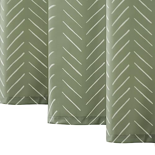 jinchan Sage Green Shower Curtain with White Herringbone Striped Zig Zag Chevron Waterproof Fabric Modern Farmhouse Shower Curtains for Bathroom with 12 Hooks 70x72 Inches - color: Chevron Sage Green, size: 70"W x 72"L (Pack of 1)