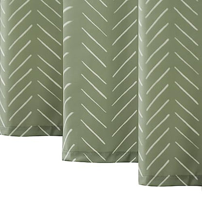 jinchan Sage Green Shower Curtain with White Herringbone Striped Zig Zag Chevron Waterproof Fabric Modern Farmhouse Shower Curtains for Bathroom with 12 Hooks 70x72 Inches - color: Chevron Sage Green, size: 70"W x 72"L (Pack of 1)