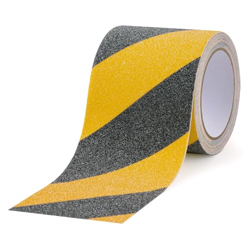 Anti Slip Safety Grip Tape 4" x 16.4 Ft Heavy Duty Black & Yellow | Waterproof Non Skid Tread for Stairs, Steps, Floors, Staircases, Traction Caution Anti-Slip Strips Indoor/Outdoor Use - size: 4 Inch x 16.4 Ft