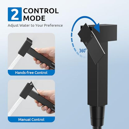 Arofa Built-in Hot and Cold Bidet Sprayer, Hands-Free Control, Matte Black | Wall-Mounted Design, Dual Control Modes, Leak-Free Hose, Feminine/Baby/Pet Wash, Cloth Clean & Rinse, Stainless Steel, Square - color: Black, size: Built-in Hot & Cold Water Mode