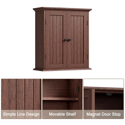 ChooChoo Bathroom Wall Cabinet with 2 Doors, Over The Toilet, Farmhouse | 8.8"D x 21.1"W x 24"H, Medicine Cabinet, Adjustable Shelves, Cupboard, Walnut - color: Walnut, size: 8.8"D x 21.1"W x 24"H