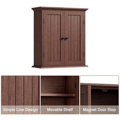 ChooChoo Bathroom Wall Cabinet with 2 Doors, Over The Toilet, Farmhouse | 8.8"D x 21.1"W x 24"H, Medicine Cabinet, Adjustable Shelves, Cupboard, Walnut - color: Walnut, size: 8.8"D x 21.1"W x 24"H