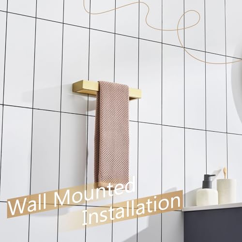KOKOSIRI Towel Ring Brushed Gold Hand Towel Holder 9 Inch Kitchen Towel Hanger Rack Stainless Steel Bathroom Hardware Wall Mounted, 1 Pack B4008BG-L9 - color: Brushed Gold, size: 1 Pack
