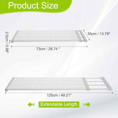 HARFINGTON Expandable Closet Tension Shelf 28.74" to 49.21" Adjustable Closet Organizer 2.5" x 13.78" Flower Pattern Storage Rack for Wardrobe Cupboard Kitchen Bedroom - size: 73cm to 125cm