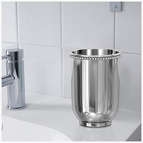 nu steel 18/8 Stainless Steel Chic Collection Beaded Tumbler Cup for Bathroom Vanity Countertops - for Mouthwash/Mouth Rinse, Storing and Organizing Makeup Brushes, Eye Liners, Accessories