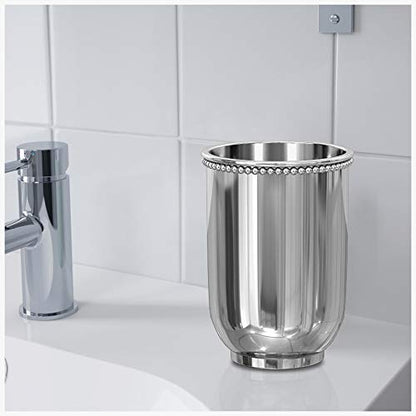 nu steel 18/8 Stainless Steel Chic Collection Beaded Tumbler Cup for Bathroom Vanity Countertops - for Mouthwash/Mouth Rinse, Storing and Organizing Makeup Brushes, Eye Liners, Accessories