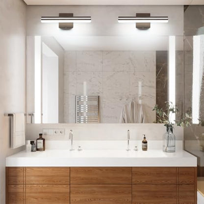SineRise 16-Inch LED Modern Bathroom Vanity Light Bar, Brown Modern Acrylic Bathroom Wall Lighting Fixtures Over Mirror (Cool White 6000K) - color: Brown-Cool White, size: 16-Inch