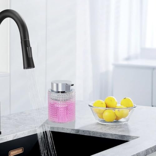 Foaming Hand Soap Dispenser, 10 oz Refillable Clear Glass Foam Soap Dispenser with Large Pump Bottle Container for Kitchen and Bathroom,1 pc - color: Silver