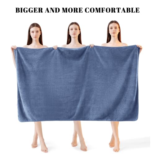 Bath Towels Set of 4 Extra Large 35 x 70 Inches,Luxury Thick High Absorbent and Quick Dry Bath Sheet,Ultra Soft Microfiber,Bathroom,Beach,Yoga,Sport,SPA,Fitness (Electric Blue) - color: Electric Blue, style: 4 Piece Bath Towels