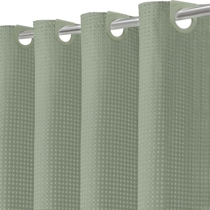 Inhousolu No Hook Shower Curtain with Removable Snap-in Liner, Waffle Weave 230 GSM Polyester, Weighted Hem, Water Repellent Washable, 72 x 72 Inch, Sage Green - color: Sage Green, size: 72"W x 72"L (Pack of 1)