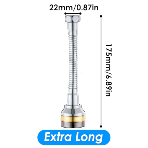 Sink Faucet Sprayer Attachment, Rotatable Faucet Sprayer Head | 360 Degree Swivel, 3 Mode Adjustable, Splash Proof Faucet Aerator, Spray Head, for Home Kitchen Bathroom, Extended Length - color: Extended Length