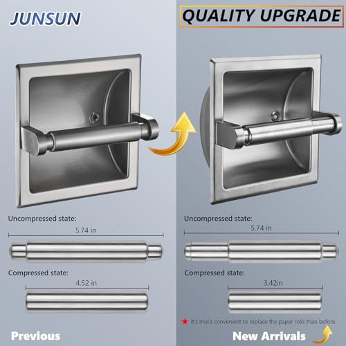 JunSun Recessed Toilet Paper Holder Brushed Nickel Stainless Steel Toilet Paper Roll Holder Tissue Holder Modern Tissue Roll Holder 6" X 6" Square Jumbo Mega Roll Holder Rear Mounting Bracket Included - color: Brushed Nickel