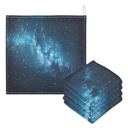 YETTASBIN Galaxy Muslin Baby Hand Washcloths, Soft Cotton Bath Face Towel, 4 Layers Extra Absorbent Feeding Burp Cloth for Newborn Infant, 3 Pack - size: 12 Inch x 3 Pack
